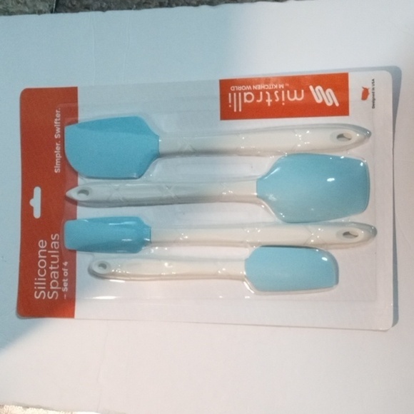 Mistralli Silicone Spatulas 4 Piece  Set Blue and White   New - Picture 1 of 7